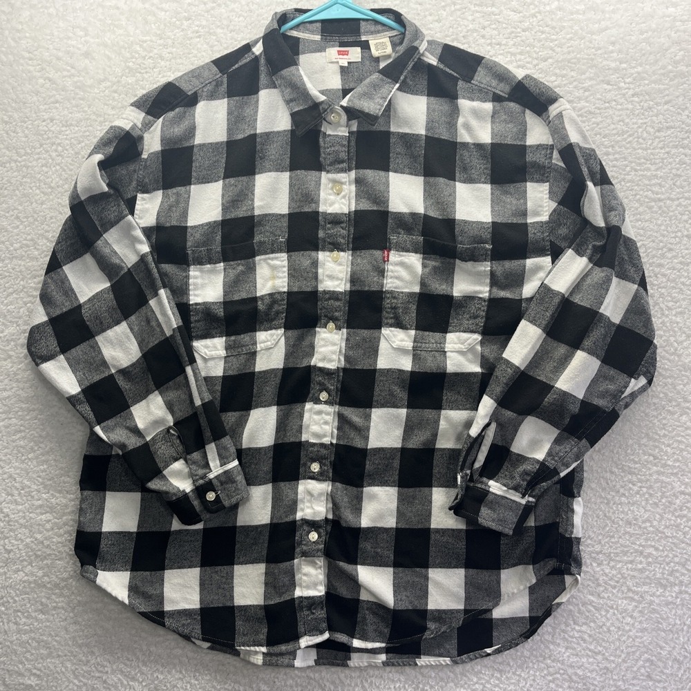 Levis Shirt‎ Mens Xlarge Black White Checkered Active Grunge Chore Workwear Fit